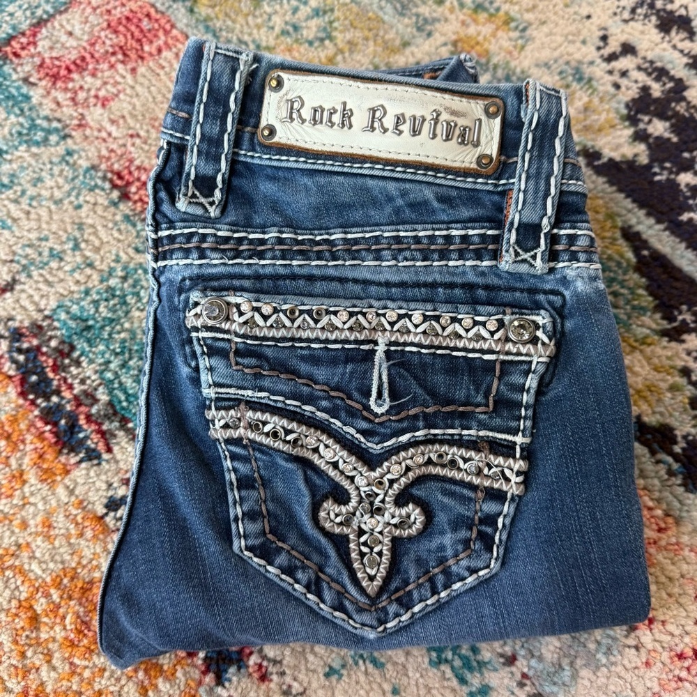 Rock Revival Jasna Rhinestone Embellished Skinny Jeans Women’s Size 25